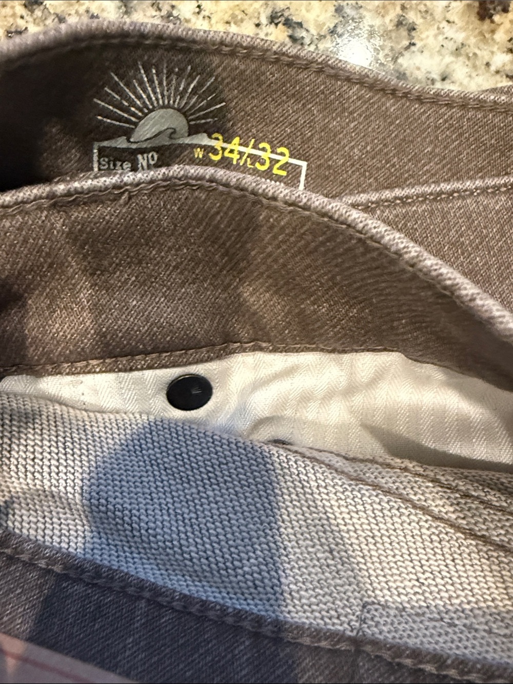 Faherty Slim Straight Jeans in Olive Green and Brown - Picture 3 of 3